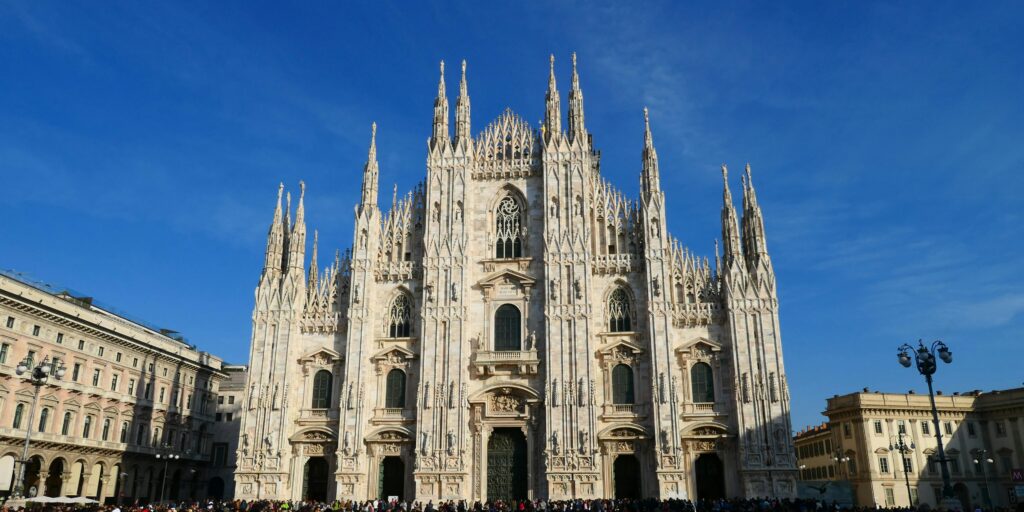 Stunning view of the iconic Milan Cathedral on a bright day.